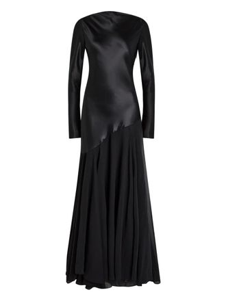 Tove Cordelia long-sleeve panelled maxi dress - women - Silk - 42 - Black