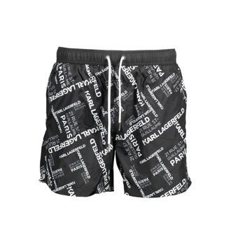 Karl Lagerfeld Mens Logo Print Swim Trunks - Black - Size Small