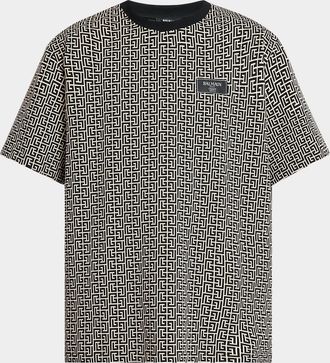 Balmain Mens Couture Label Monogram Crewneck T-Shirt