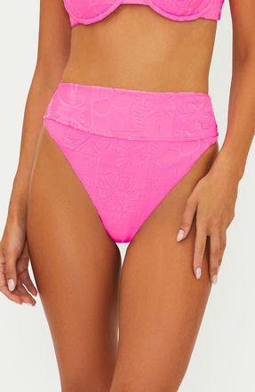 Beach Riot Highway High Waist Bikini Bottoms in Strawberry at Nordstrom, Size Small