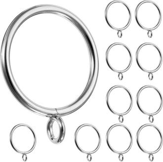 OEM Paquete De 50 Anillas Para Cortinas De 38 Mm - Ganchos Met&aacute;licos Para Barras De Cortina De Hasta 35 Mm De Di&aacute;metro - Plateado