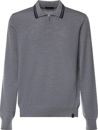 Fay Polo Shirt - Heren - Polos - Grijs - 3XL - Wol - Tops