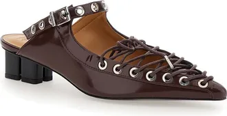 Ganni Womens Brown Pointed Toe Sandals With Laces Biobased Polyurethane