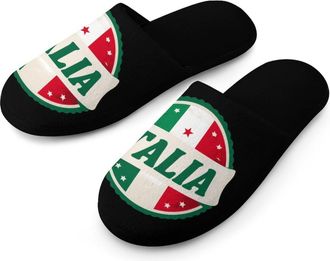 Generic Italy Italia Italian Flag Mens Slippers Warm Non-Slip Houes Shose Spa Slipper for Home Bedroom
