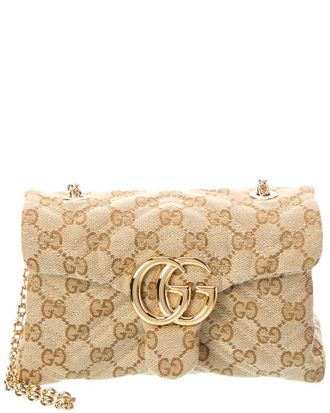 Gucci Dnu Gucci Gg Marmont Mini Gg Canvas & Leather Shoulder Bag