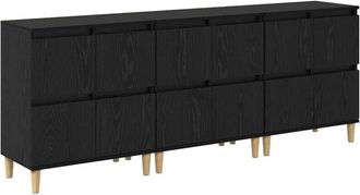 vidaXL Sideboards 3 pcs Black Oak 60 x 35 x 70 cm Engineered Wood vidaXL