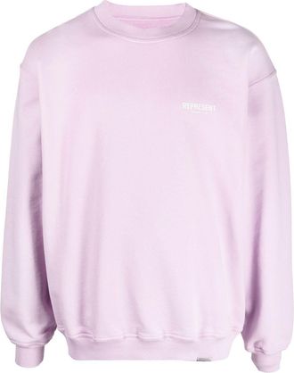 Represent logo-print oversize jumper - men - Cotton - S - Purple