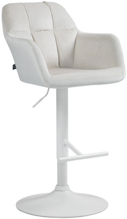 Clp Clp - Taburete De Bar Natoma En Terciopelo Crema Metal Blanco Mate
