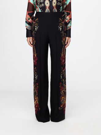 Etro Pantaloni palazzo a vita alta in seta con stampa Paisley
