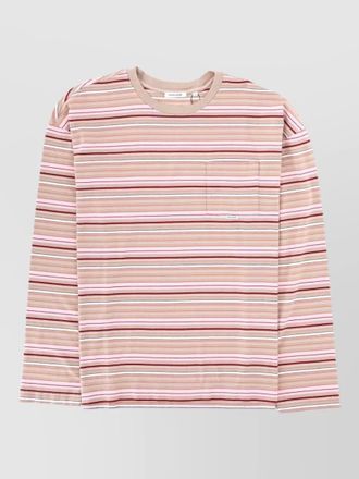Sunflower striped crew neck sweater long sleeves pocket