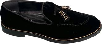 Fratelli Rossetti Mocassino in velluto con nappine e Swarovski - Heren - Loafers - Zwart - 38 EU - Schoenen
