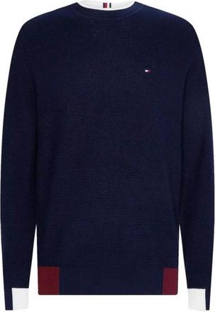 Tommy Hilfiger Rondgebreide trui - Heren - Ronde hals truien - Blauw - S - Polyester - Truien & Vesten
