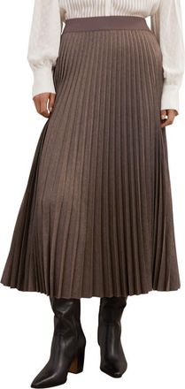 Reiss Kember High Waist Pleated Midi Skirt in Mocha Brown at Nordstrom, Size 10 Us