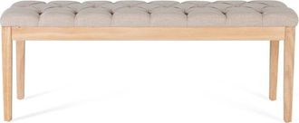 Giner&Colomer Banco de pino natural y tela beige