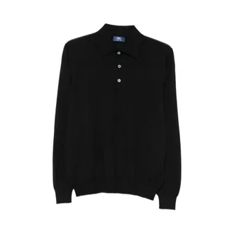 Fedeli Truien & Vesten, Heren, Zwart, XL, Kasjmier, Cashmere trui met spreadkraag