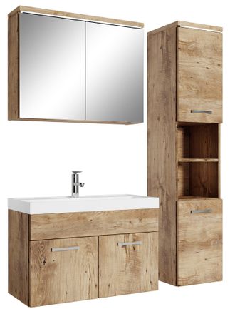 Badplaats Conjunto De Muebles De Ba&ntilde;o Paso 80 Cm - Roble Casta&ntilde;o - Mueble