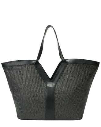 Tiffany & Fred Raffia & Leather Large Tote