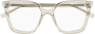 Saint Laurent Square Full-Rim Acetate Eyeglasses - Beige