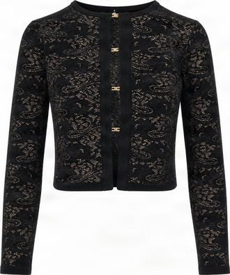 Elisabetta Franchi Black Cropped Lace Bolero