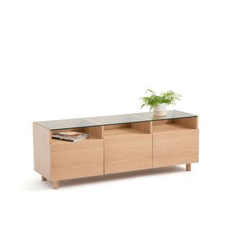 La Redoute Interieurs TV-meubel in gefineerd eik en glas Walor