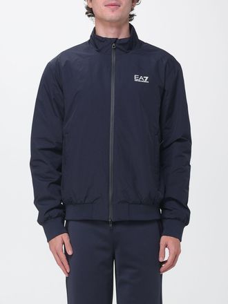 Emporio Armani High Neck Nylon Bomber Jacket with Two-Way Zip and Contrast Logo