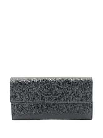 Chanel interlcking-CC wallet - women - Caviar Leather - One Size - Black