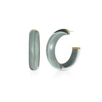Gold & Honey Womens Small Illusion Lucite Hoop Earrings In Watercress
