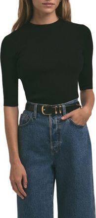 Favorite Daughter The Amelia Elbow Sleeve Wool Sweater in Black at Nordstrom, Size X-Large