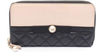 Chanel Black Pink Leather Long Wallet (Bi-Fold) (Pre-Owned)