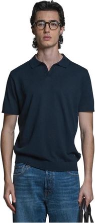 IMPURE Gebreide Polo met Korte Mouwen - Heren - Polos - Blauw - M - Katoen - Tops