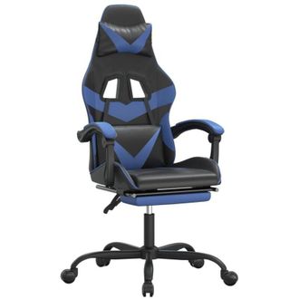 vidaXL vidaXL Sedia da Gaming Girevole con Poggiapiedi Nero e Blu Similpelle