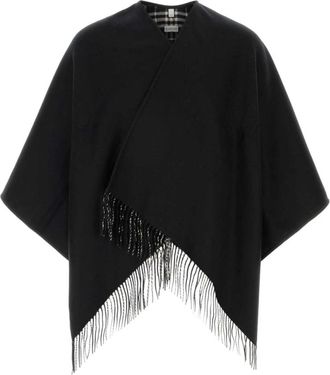 Burberry Jassen, Dames, Zwart, ONE Size, Wol, Omkeerbare Check Wol Cape
