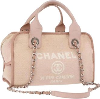 Chanel Pre-owned Handbags, female, Beige, Size: ONE SIZE Pre-owned Vintage Canvas Tote