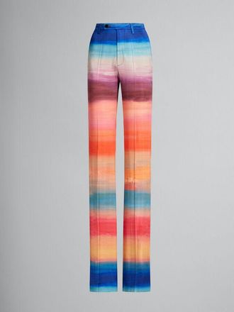 Marni Womens Multicolor Striped Wide-Leg Trousers, Size 12