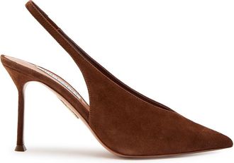Aquazzura Aquazzura Voltaire 85 Suede Slingback Pumps - Brown