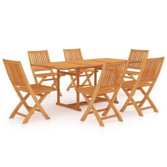 Berkfield Home 7 Piece Garden Dining Set Solid Teak Wood in Brown