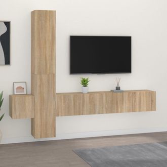 Berkfield Home 5 Piece TV Cabinet Set Sonoma Oak Engineered Wood in Brown