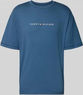 Tommy Hilfiger Regular Fit T-Shirt mit Label-Schriftzug aus reiner Baumwolle in Dunkelblau, Gr&ouml;&szlig;e XXL