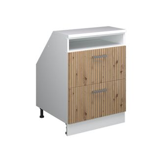 Vicco Armario De Cocina Para Techo Inclinado R-line, Roble Artesanal, 60 Cm Con 2 Cajones, Carcasa 60 Cm De Profundidad, Vicco