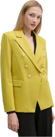 Gaud&igrave; Dubbelrijige Blazer - Dames - Blazers - Groen - S - Leer - Jassen