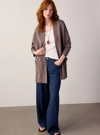 Contemporaine Womens Patch pocket open Cardigan Sweater