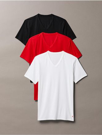 Calvin Klein Mens Cotton Stretch Blend 3-Pack Slim Fit V-Neck T-Shirt - Multi - M