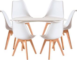 Regalos Miguel Regalos Miguel - Conjuntos De Mesa Y Sillas - Conjunto Mesa Tower Rectangular 120 X 80 Cm Blanca Y Pack 6 Sillas Synk Basic - Blanco