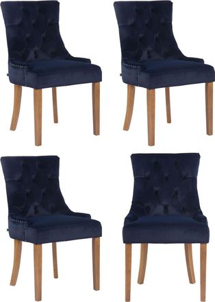 Clp Clp - Juego De 4 Sillas De Comedor Aberdeen En Terciopelo Azul Antiguo Claro