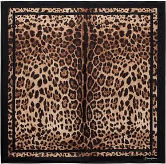 Dolce & Gabbana Sciarpa in seta con stampa leopardata