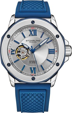 St&uuml;hrling Mens Edwardian 4056 Automatic 44mm Skeleton - Silver Stainless Steel - One Size