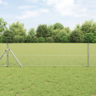 Berkfield Home Welded Wire Fence with 13 Posts 0.8x100 m Galvanised Steel in Silver