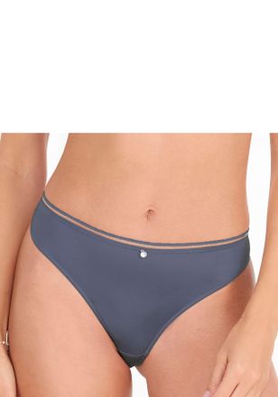 s.Oliver String S.OLIVER Pauline, Damen, Gr. 32/34, blau (jeansblau), Spitze, Obermaterial: 81% Polyamid, 19% Elasthan, Unterhosen String, mit feiner Spitze un