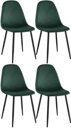 Clp Clp - Conjunto De 4 Sillas De Comedor Napier Verde Terciopelo