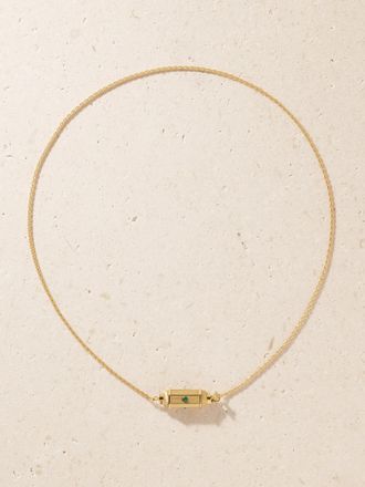 Marie Lichtenberg Collana In Oro 18 Carati Con Smeraldi Micro Coco Locket